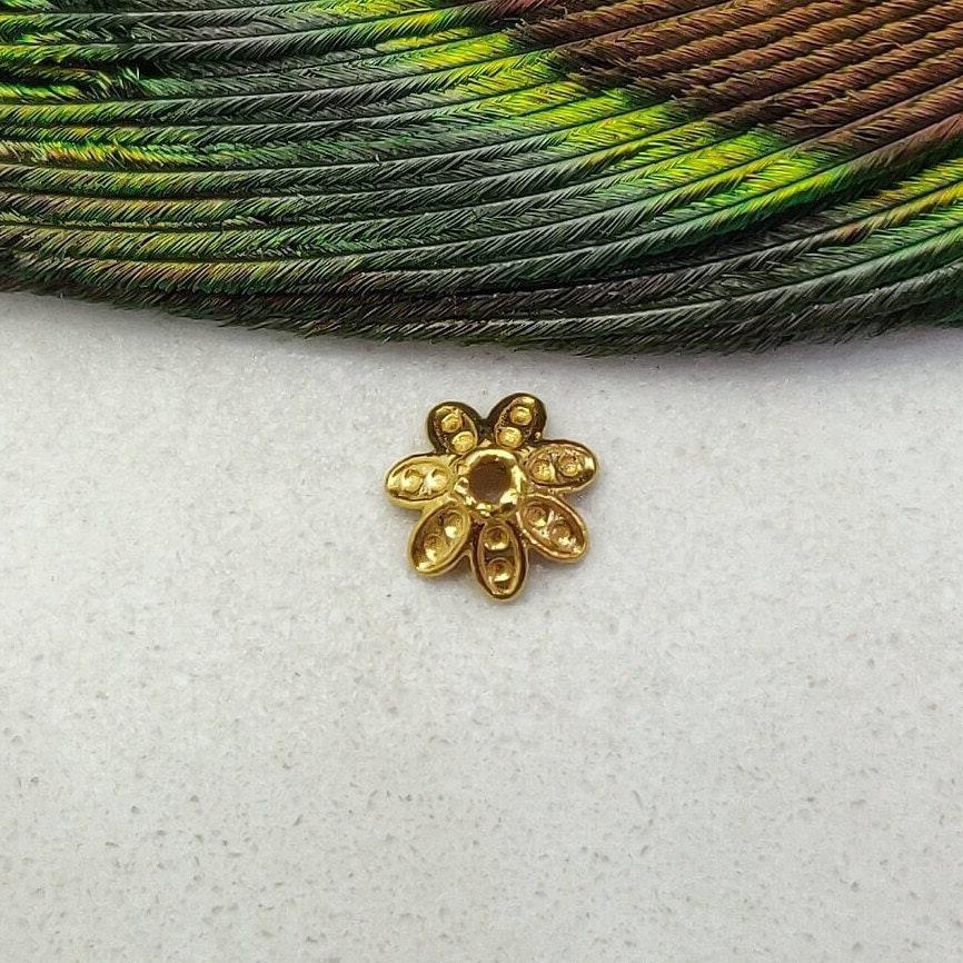 18k Yellow Gold Spacer Bead Cap DIY For Jewelry - Kanika Creations
