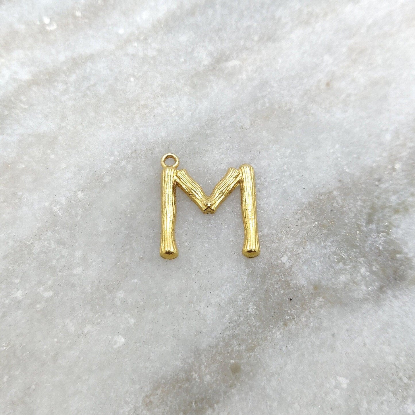 Initial M Letter Gold Pendant in 18K Yellow Gold - Kanika Creations