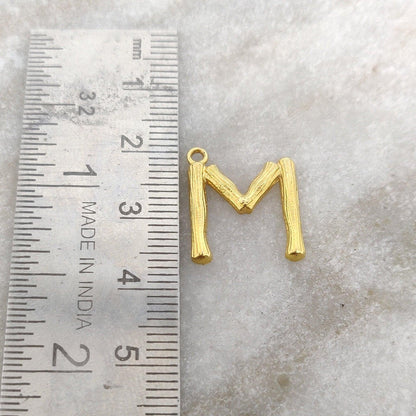 Initial M Letter Gold Pendant in 18K Yellow Gold - Kanika Creations