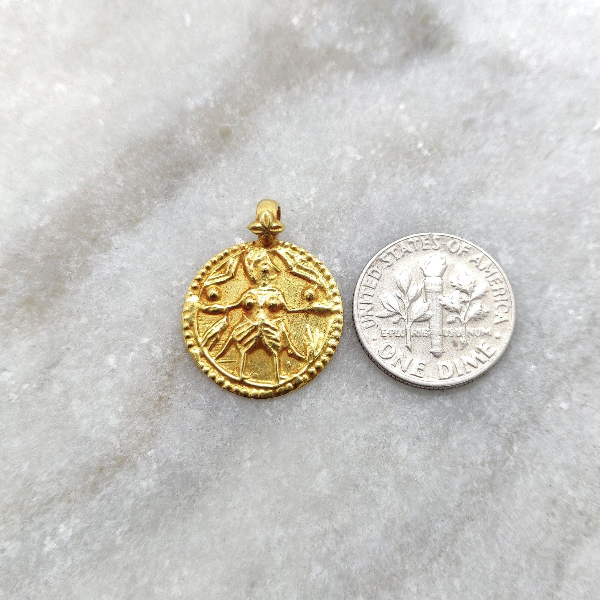 18K Gold Pendant of Indian Goddess Charm Pendant - Kanika Creations
