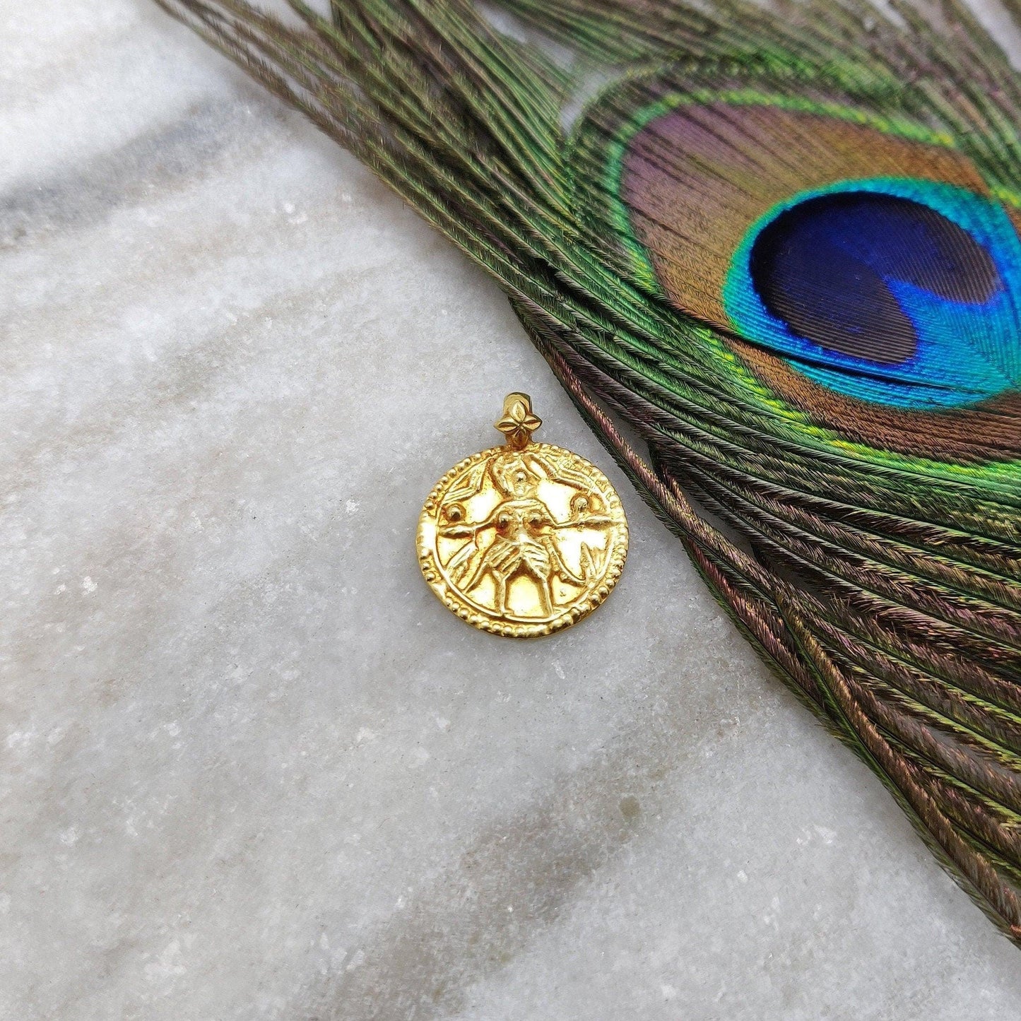 18K Gold Pendant of Indian Goddess Charm Pendant - Kanika Creations