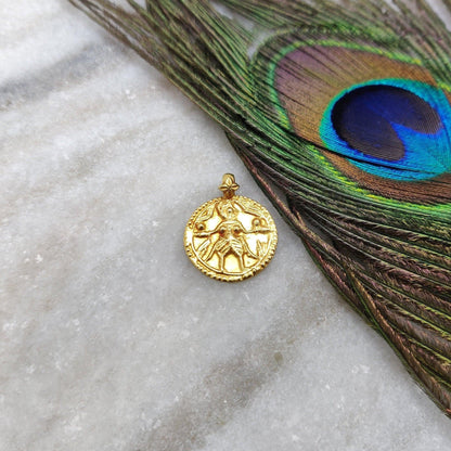 18K Gold Pendant of Indian Goddess Charm Pendant - Kanika Creations