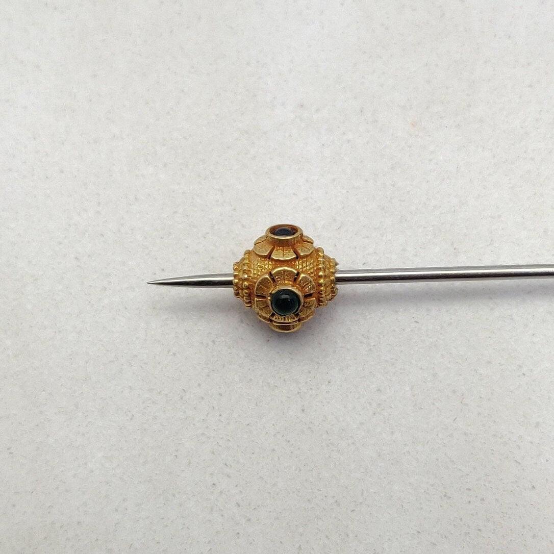 18K Solid Yellow Gold Emerald Ball Spacer Beads 9mm - Kanika Creations