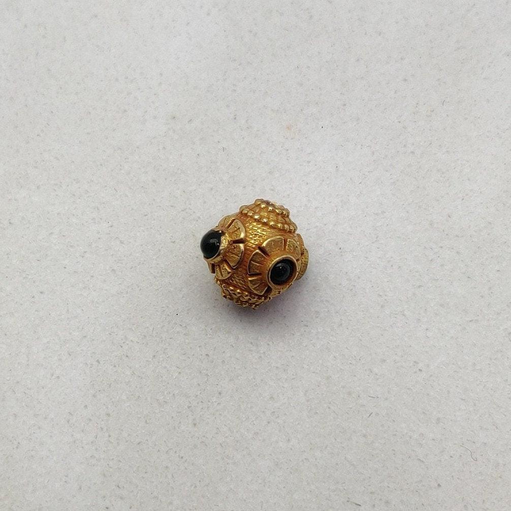 18K Solid Yellow Gold Emerald Ball Spacer Beads 9mm - Kanika Creations