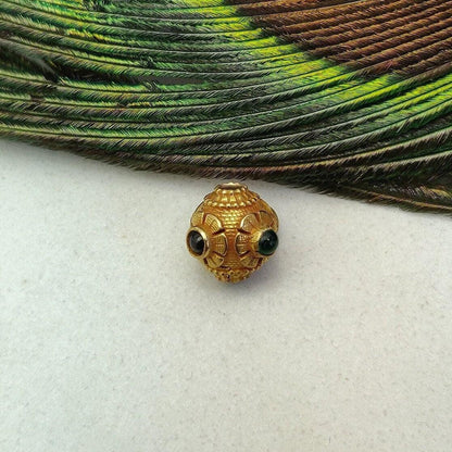 18K Solid Yellow Gold Emerald Ball Spacer Beads 9mm - Kanika Creations