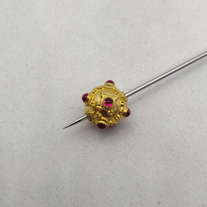 18k Solid Yellow Gold Ruby Vintage Ball Spacer Beads-11 mm - Kanika Creations