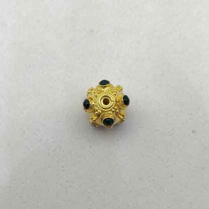 18k Solid Yellow Gold Emerald Beads-10 MM - Kanika Creations