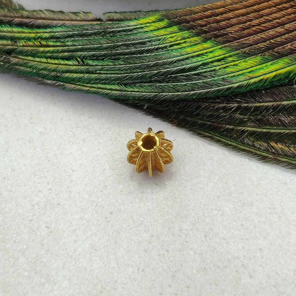 18k Solid Yellow Gold 5x6mm Oval Spacer Beads - Kanika Creations