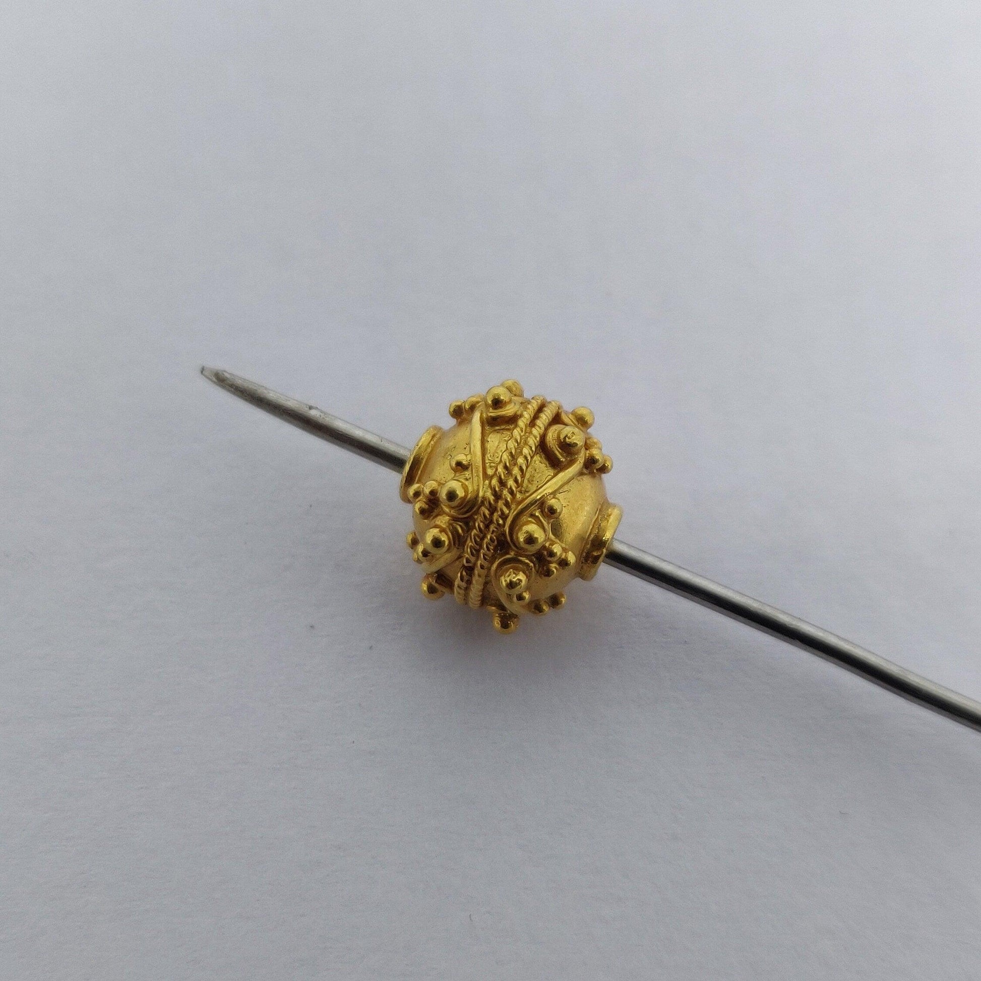 18k Solid Yellow Gold Round DIY Craft Beads 9mm - Kanika Creations