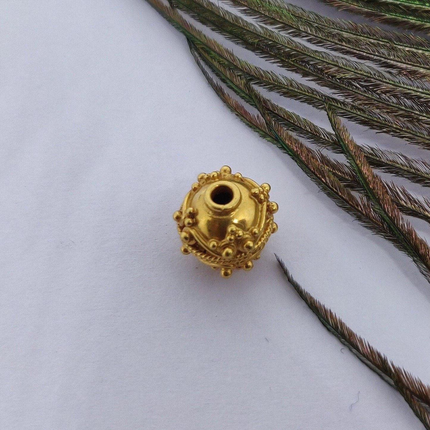 18k Solid Yellow Gold Round DIY Craft Beads 9mm - Kanika Creations
