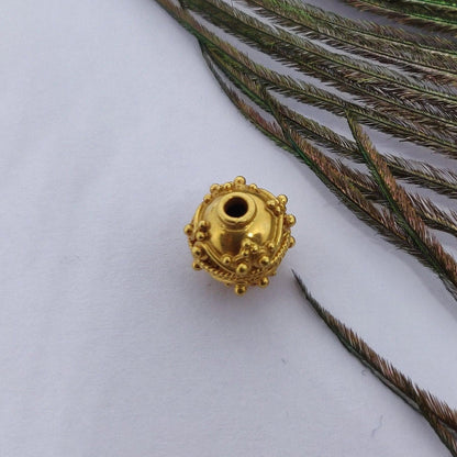 18k Solid Yellow Gold Round DIY Craft Beads 9mm - Kanika Creations