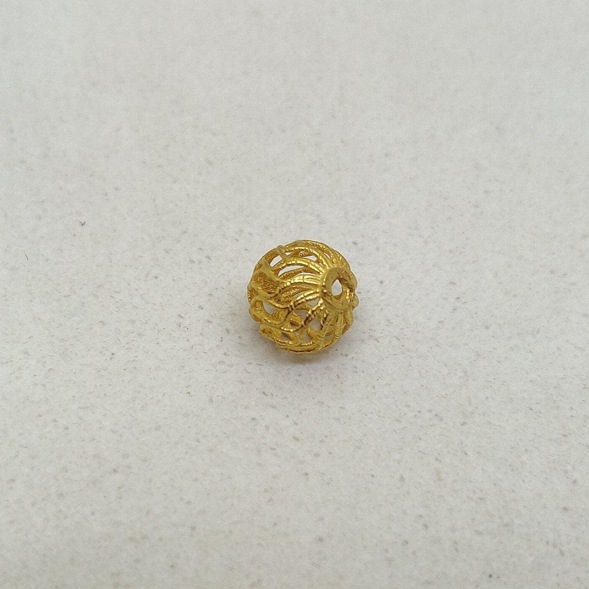 18k Solid Yellow Gold Ball Spacer Beads 6mm - Kanika Creations