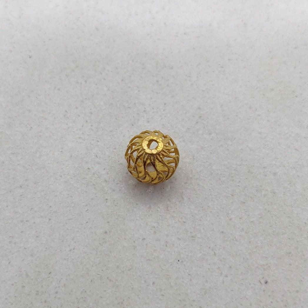 18k Solid Yellow Gold Ball Spacer Beads 6mm - Kanika Creations