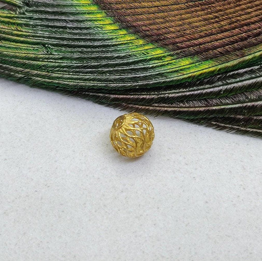 18k Solid Yellow Gold Ball Spacer Beads 6mm - Kanika Creations