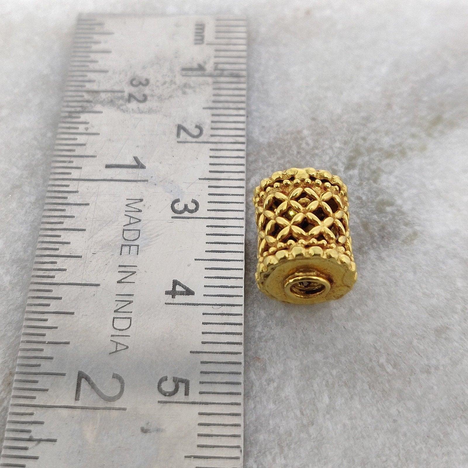 18k Yellow Gold Mesh Drum Spacer Beads Findings - Kanika Creations