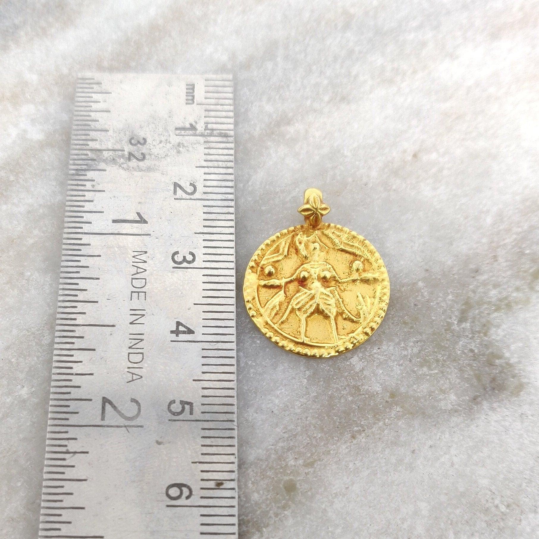 18K Gold Pendant of Indian Goddess Charm Pendant - Kanika Creations