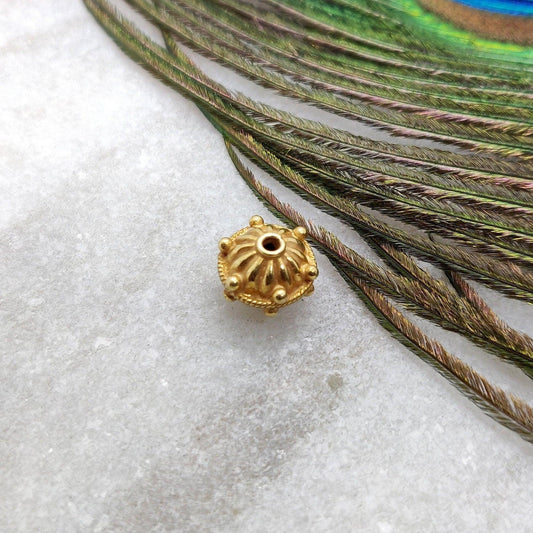 18k Yellow Gold Fancy Design Rondelle Spacer Beads - Kanika Creations