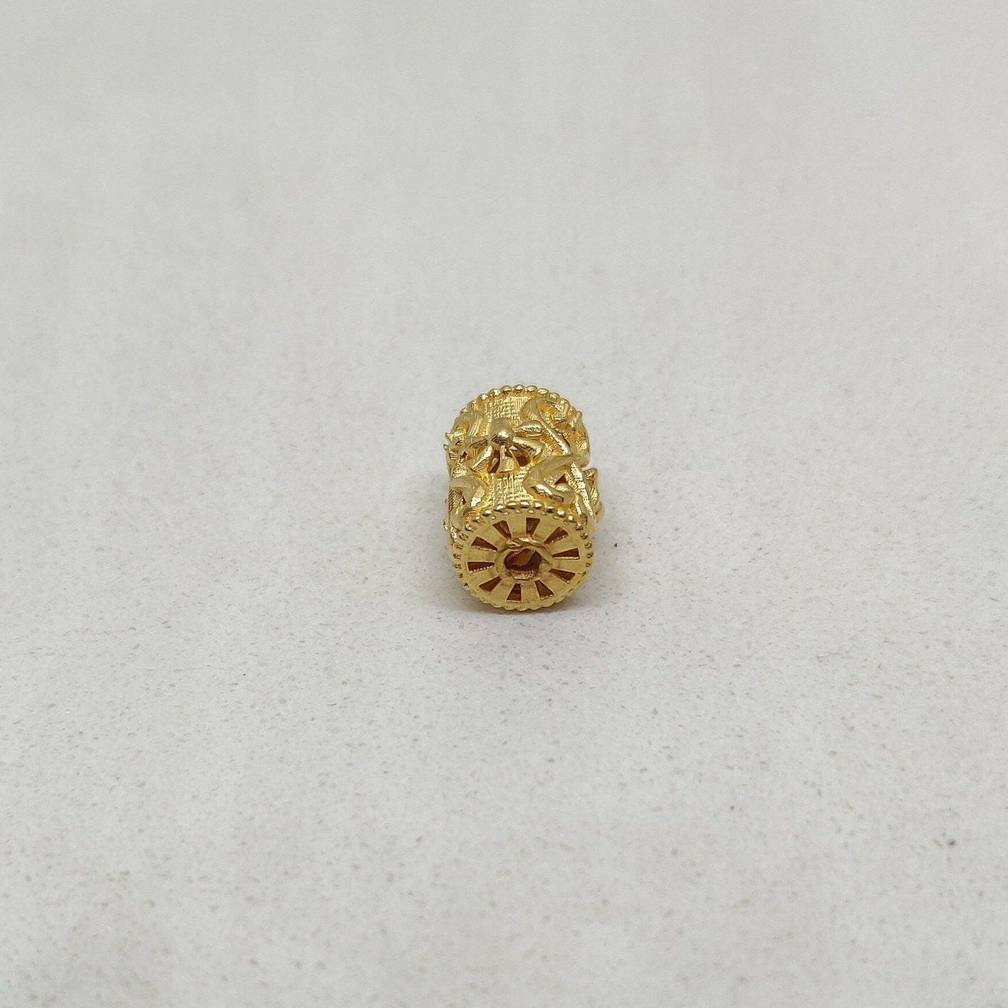 18k Yellow Gold Carved Tube Spacer Bead Finding 10mm - Kanika Creations