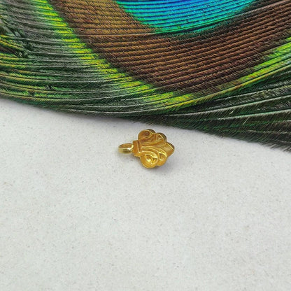 18K Solid Yellow Gold Stone Studded Women Charm Pendant - Kanika Creations