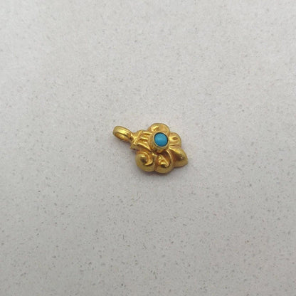 18K Solid Yellow Gold Stone Studded Women Charm Pendant - Kanika Creations