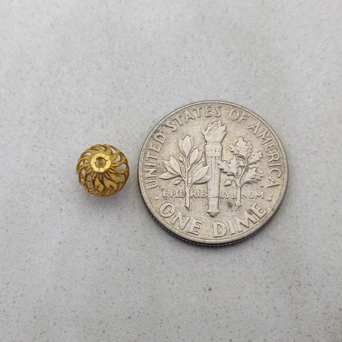 18k Solid Yellow Gold Ball Spacer Beads 6mm - Kanika Creations