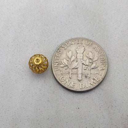 18k Solid Yellow Gold Ball Spacer Beads 6mm - Kanika Creations