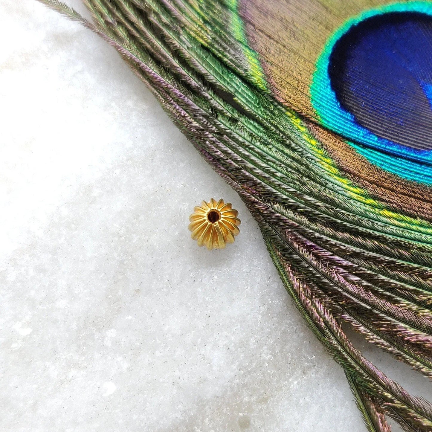 18K Solid Gold Fluted Bead Spacer