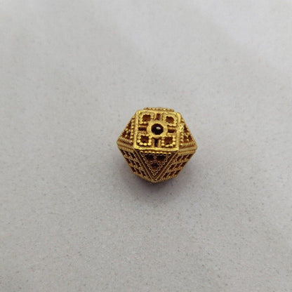 18k Yellow Gold Unique Textured Design Spacer Beads 9mm - Kanika Creations