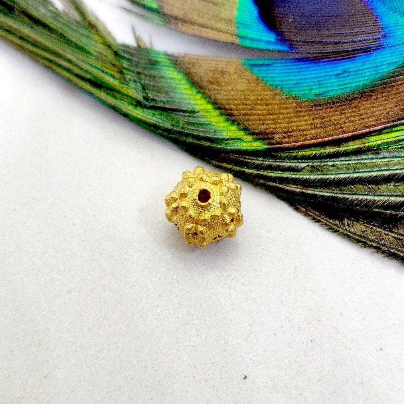 18k Yellow Gold Round Spacer Ball Beads - Kanika Creations