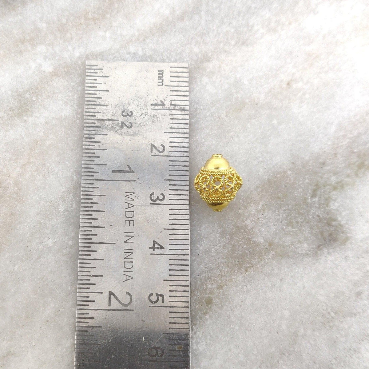 18k Solid Yellow Gold Lantern Spacer Beads 11mm - Kanika Creations