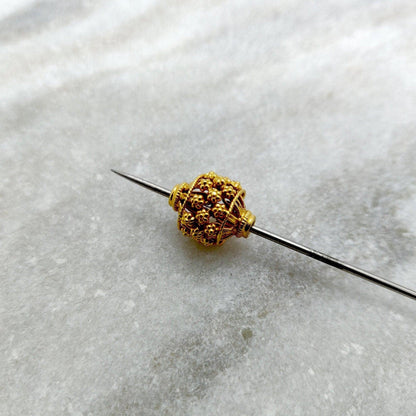 18k Solid Yellow Gold Fancy Lantern Spacer Beads 10x13mm - Kanika Creations