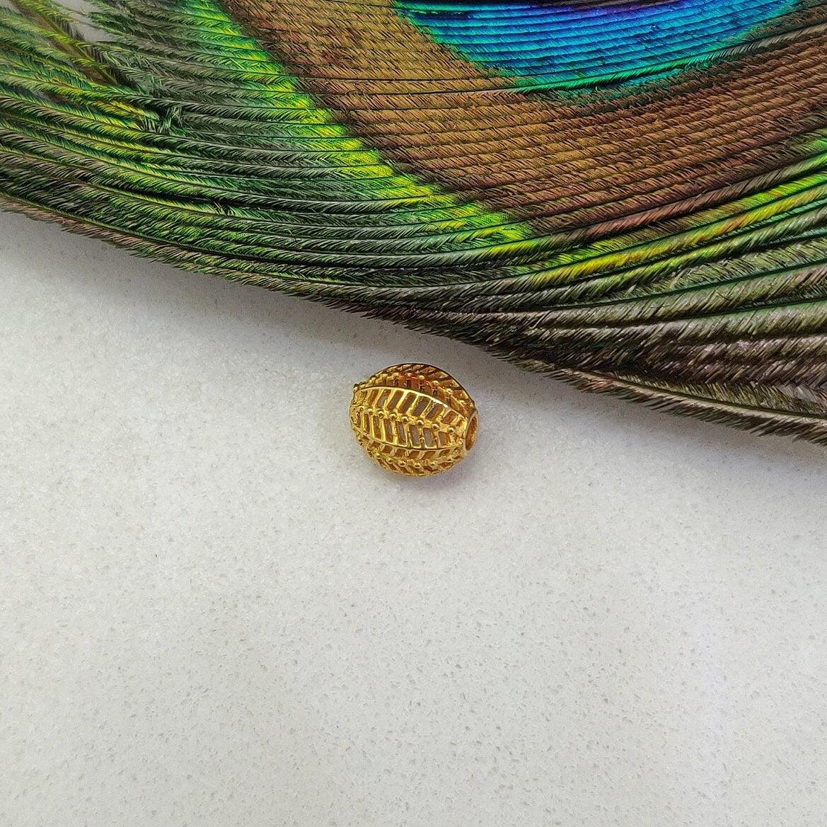 18k Solid Yellow Gold Oval Spacer Beads 8X7mm - Kanika Creations
