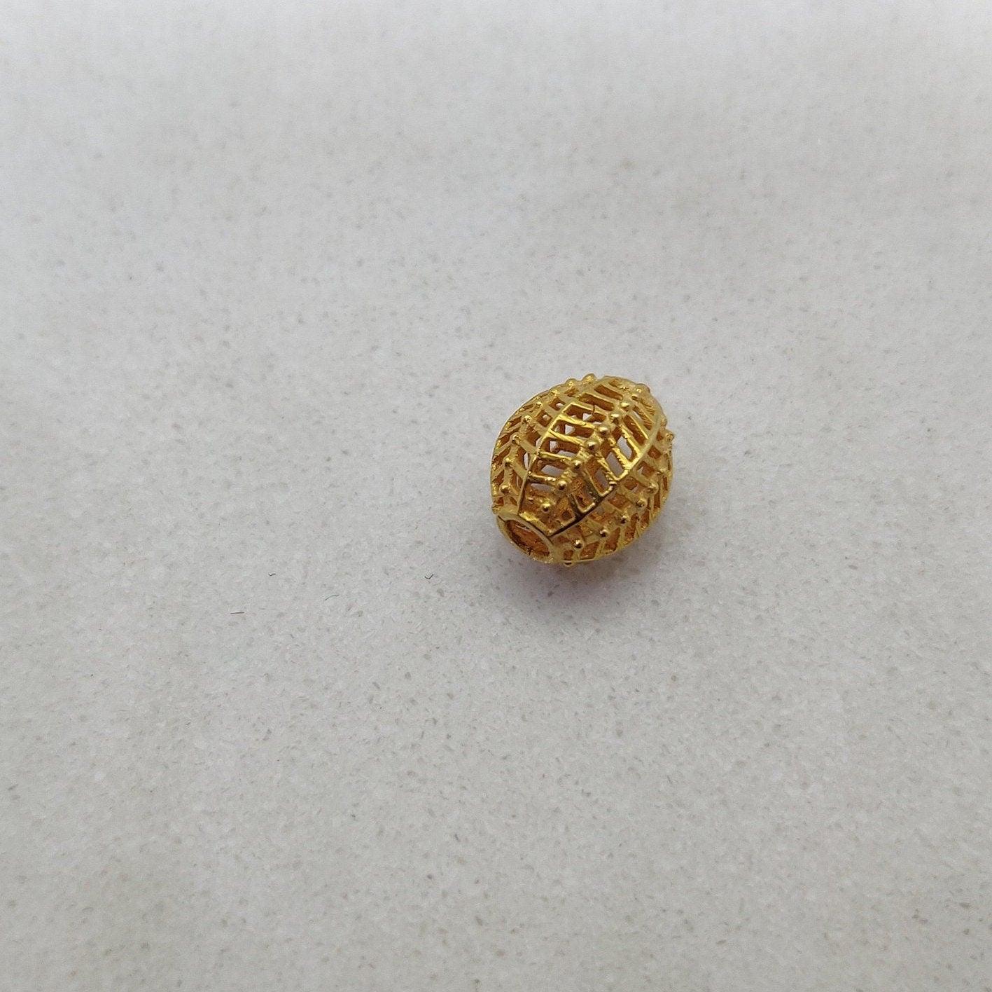 18k Solid Yellow Gold Oval Spacer Beads 8X7mm - Kanika Creations