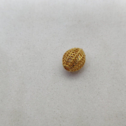 18k Solid Yellow Gold Oval Spacer Beads 8X7mm - Kanika Creations