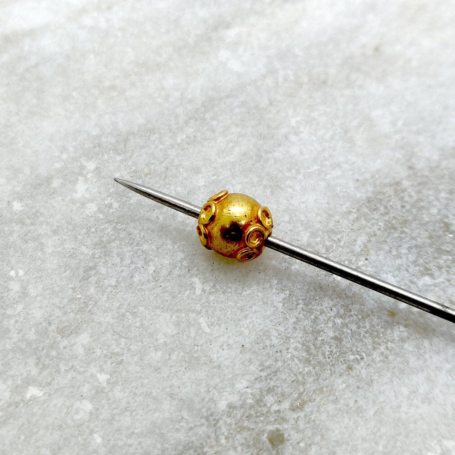 18k Solid Yellow Gold Antique Spacer Beads 6x7mm - Kanika Creations