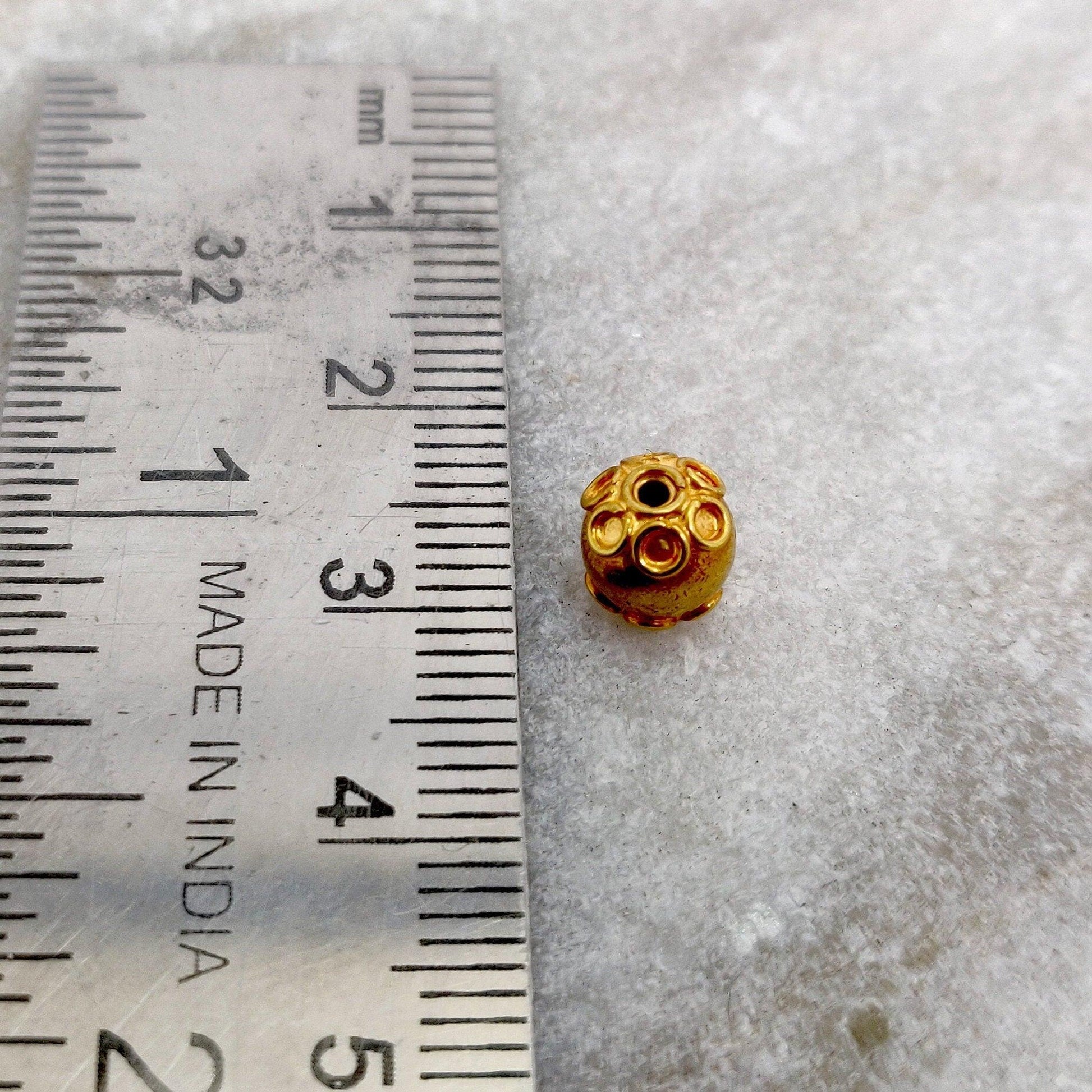 18k Solid Yellow Gold Antique Spacer Beads 6x7mm - Kanika Creations