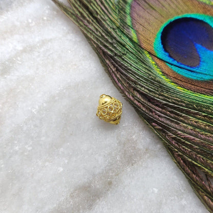 18k Solid Yellow Gold Lantern Spacer Beads 11mm - Kanika Creations