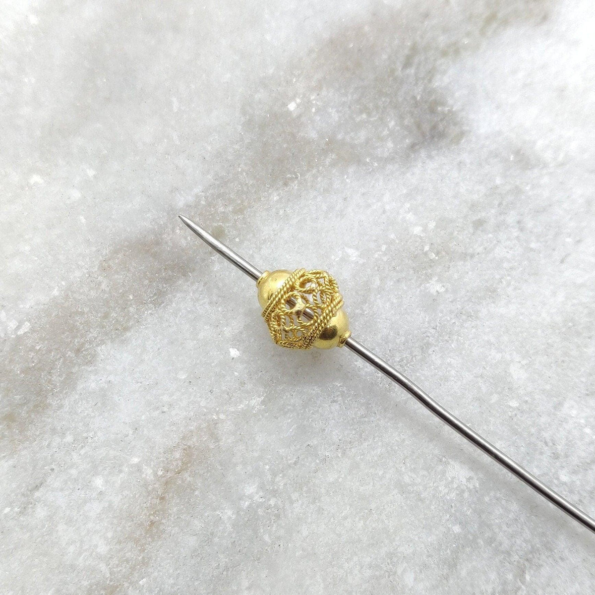 18k Solid Yellow Gold Lantern Spacer Beads 11mm - Kanika Creations