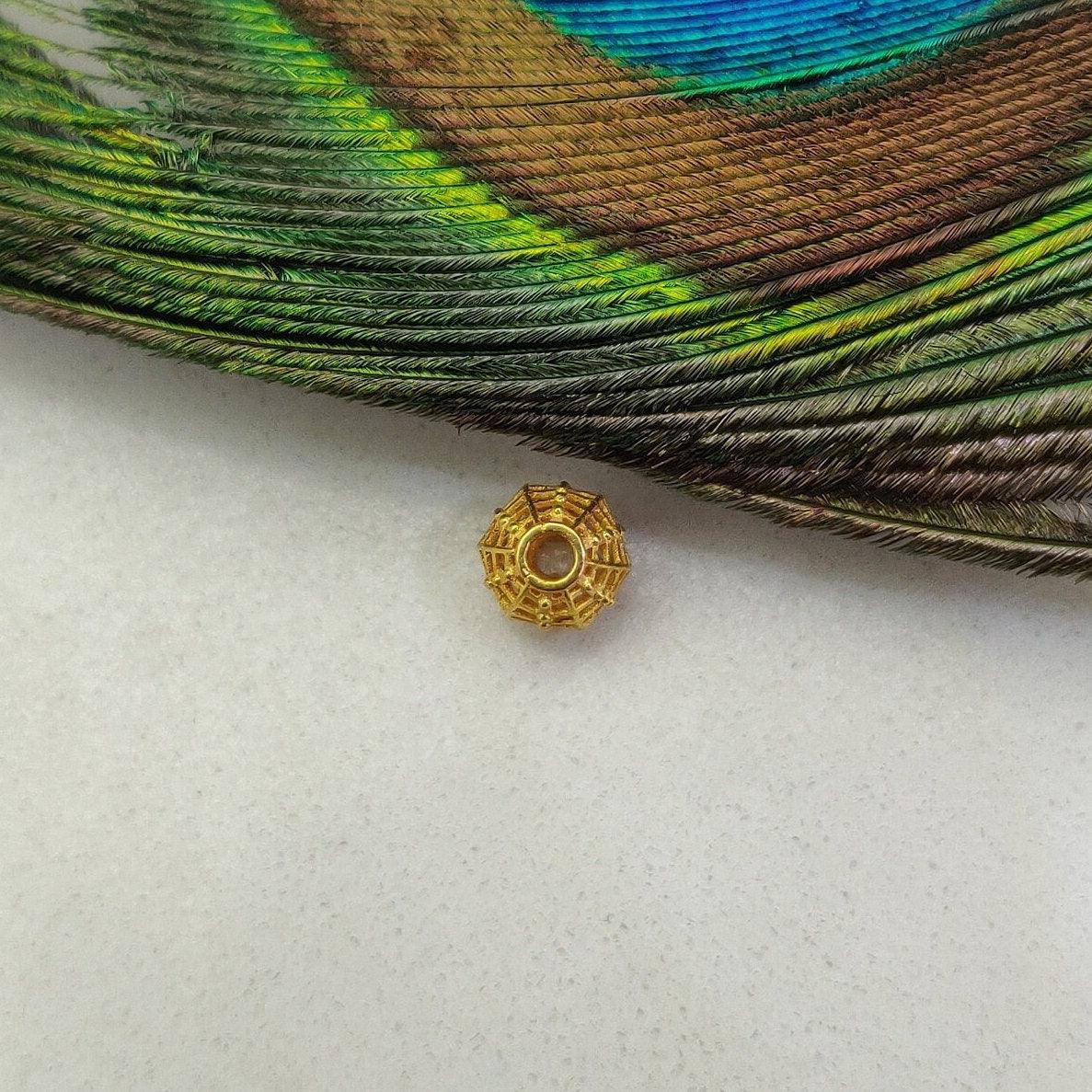 18k Solid Yellow Gold Oval Spacer Beads 8X7mm - Kanika Creations