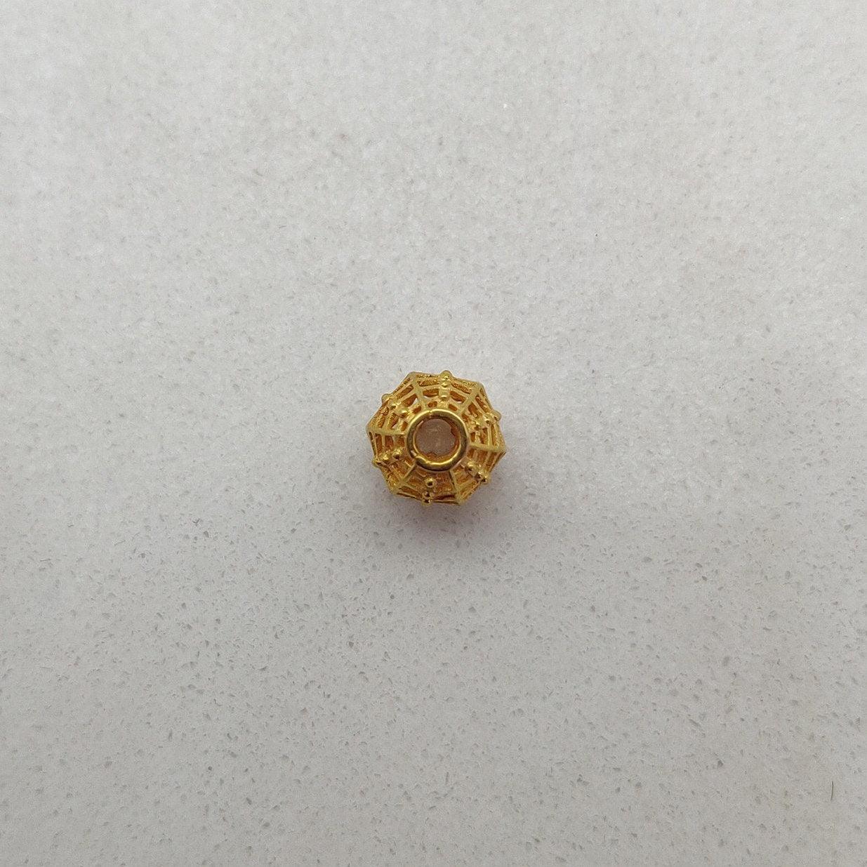 18k Solid Yellow Gold Oval Spacer Beads 8X7mm - Kanika Creations