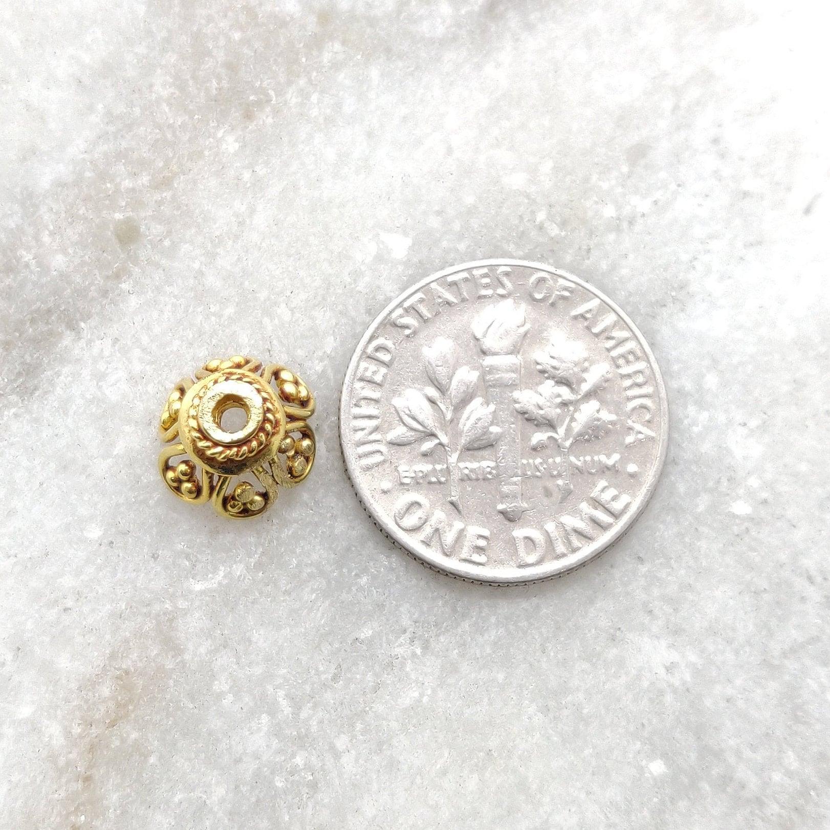 18k Yellow Gold Beads Cap Finding DIY Craft - Kanika Creations