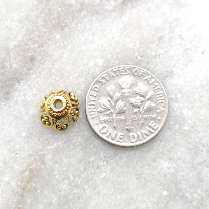 18k Yellow Gold Beads Cap Finding DIY Craft - Kanika Creations