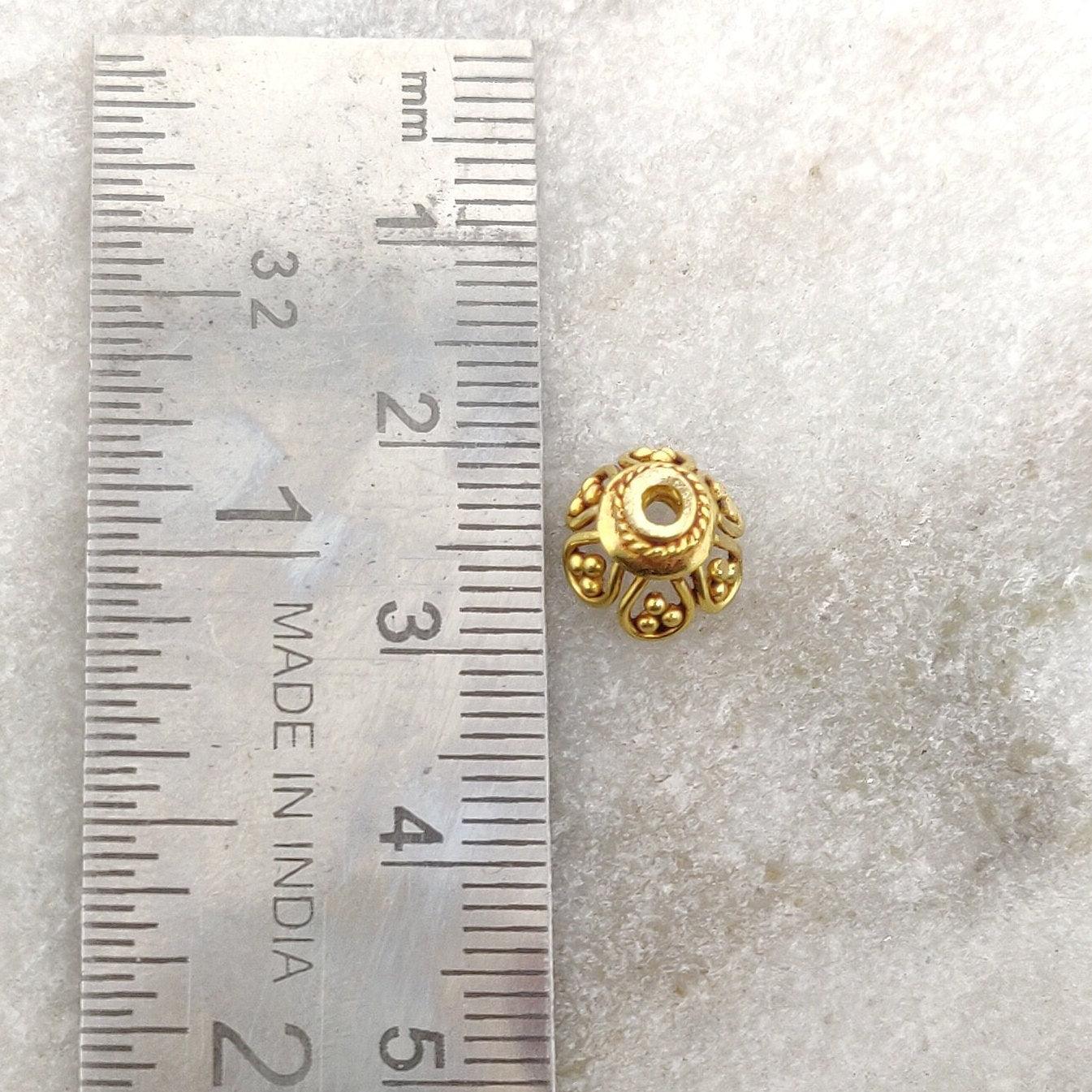 18k Yellow Gold Beads Cap Finding DIY Craft - Kanika Creations