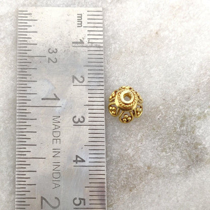 18k Yellow Gold Beads Cap Finding DIY Craft - Kanika Creations