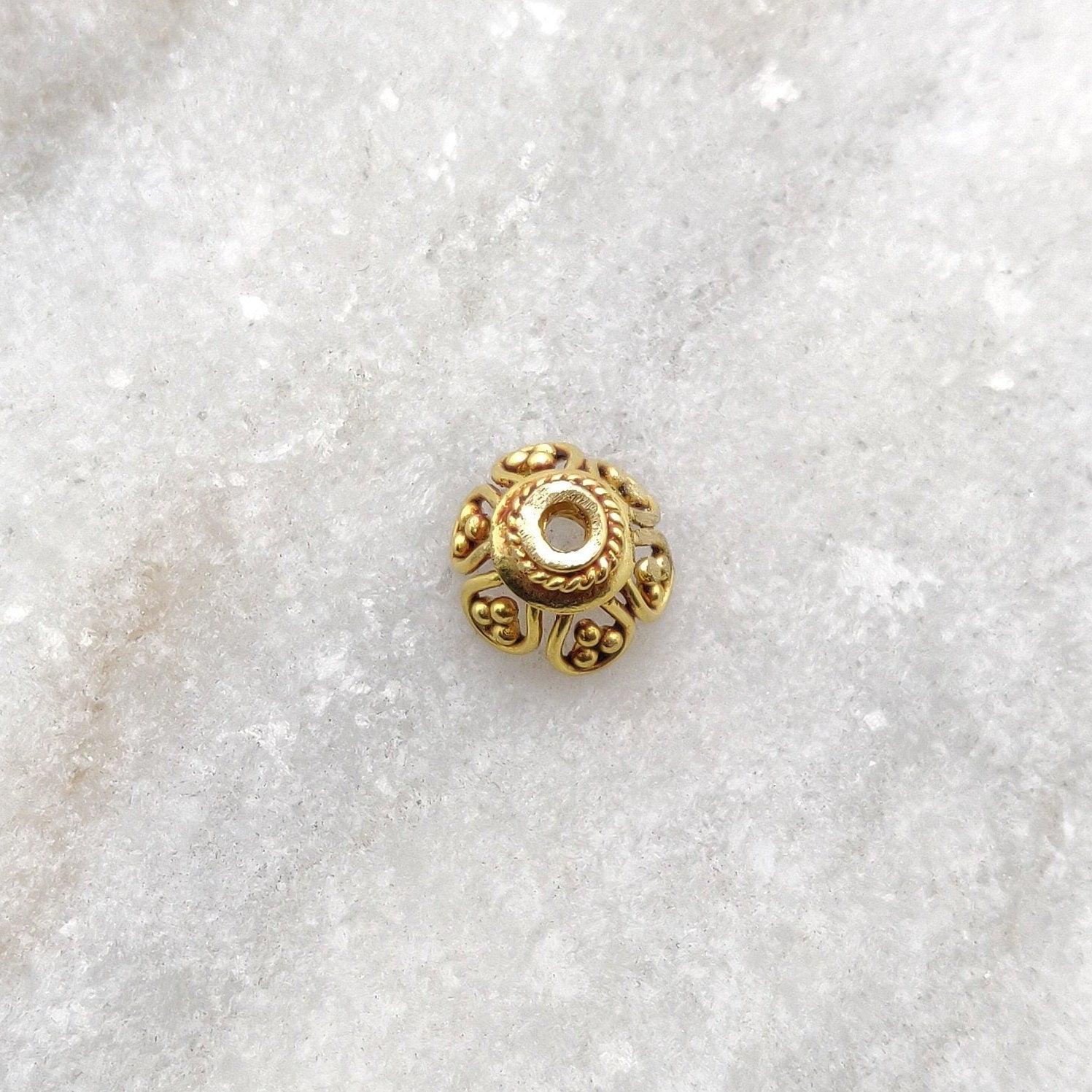 18k Yellow Gold Beads Cap Finding DIY Craft - Kanika Creations