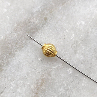 18k Solid Yellow Gold Small Oval Spacer Beads - Kanika Creations