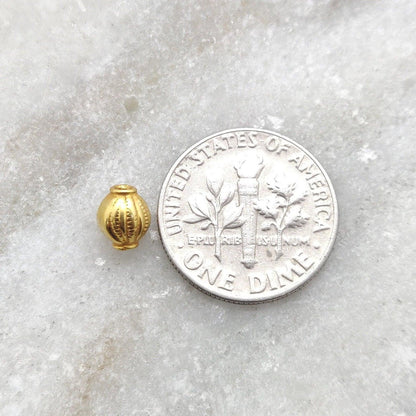 18k Solid Yellow Gold Small Oval Spacer Beads - Kanika Creations