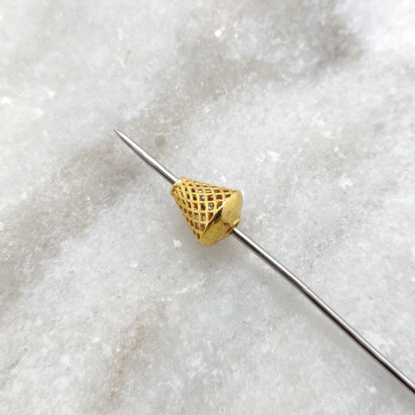 18k Solid Yellow Gold Cone Spacer DIY Craft Beads 9x8mm - Kanika Creations