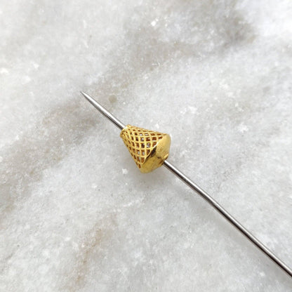 18k Solid Yellow Gold Cone Spacer DIY Craft Beads 9x8mm - Kanika Creations