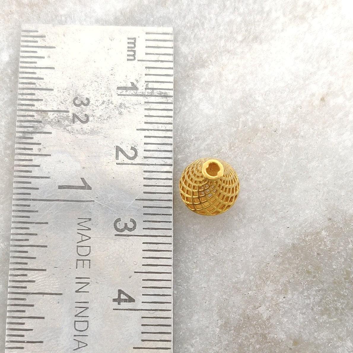 18k Solid Yellow Gold Cone Spacer DIY Craft Beads 9x8mm - Kanika Creations